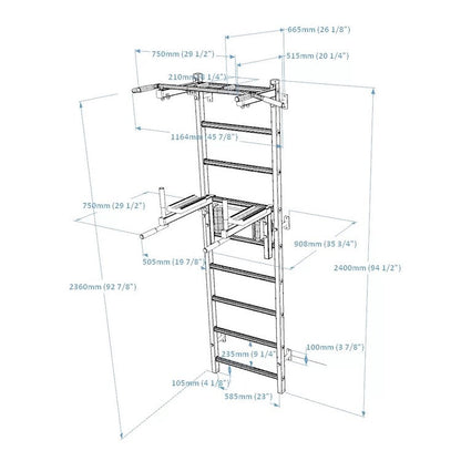 BenchK Series 7 722 Black Stall Bar for Home With Pull-up Bar and Dip Station