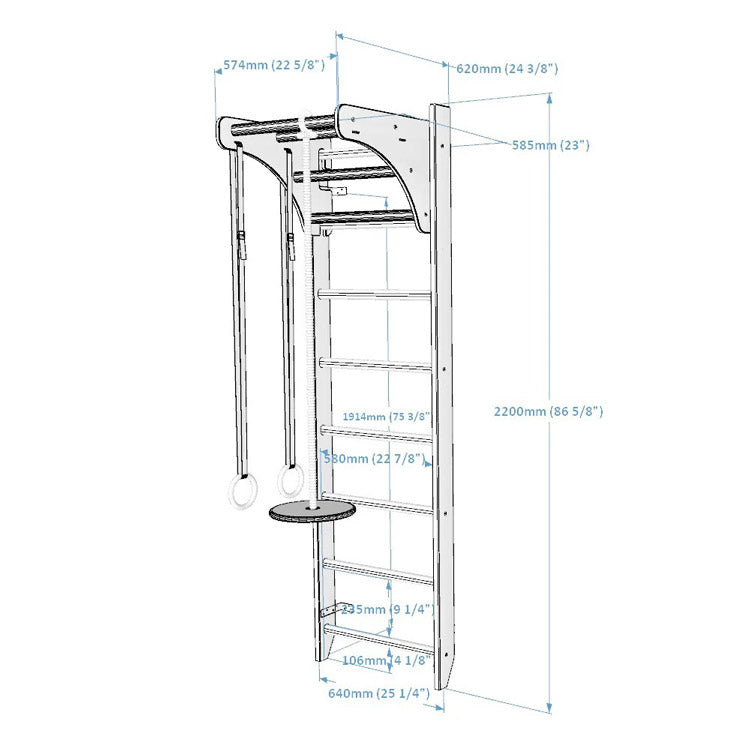 BenchK Series 1 111 + A204 Wooden Wall Bars For Kids Room