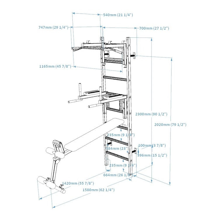 BenchK Series 2 233 Wall Bars