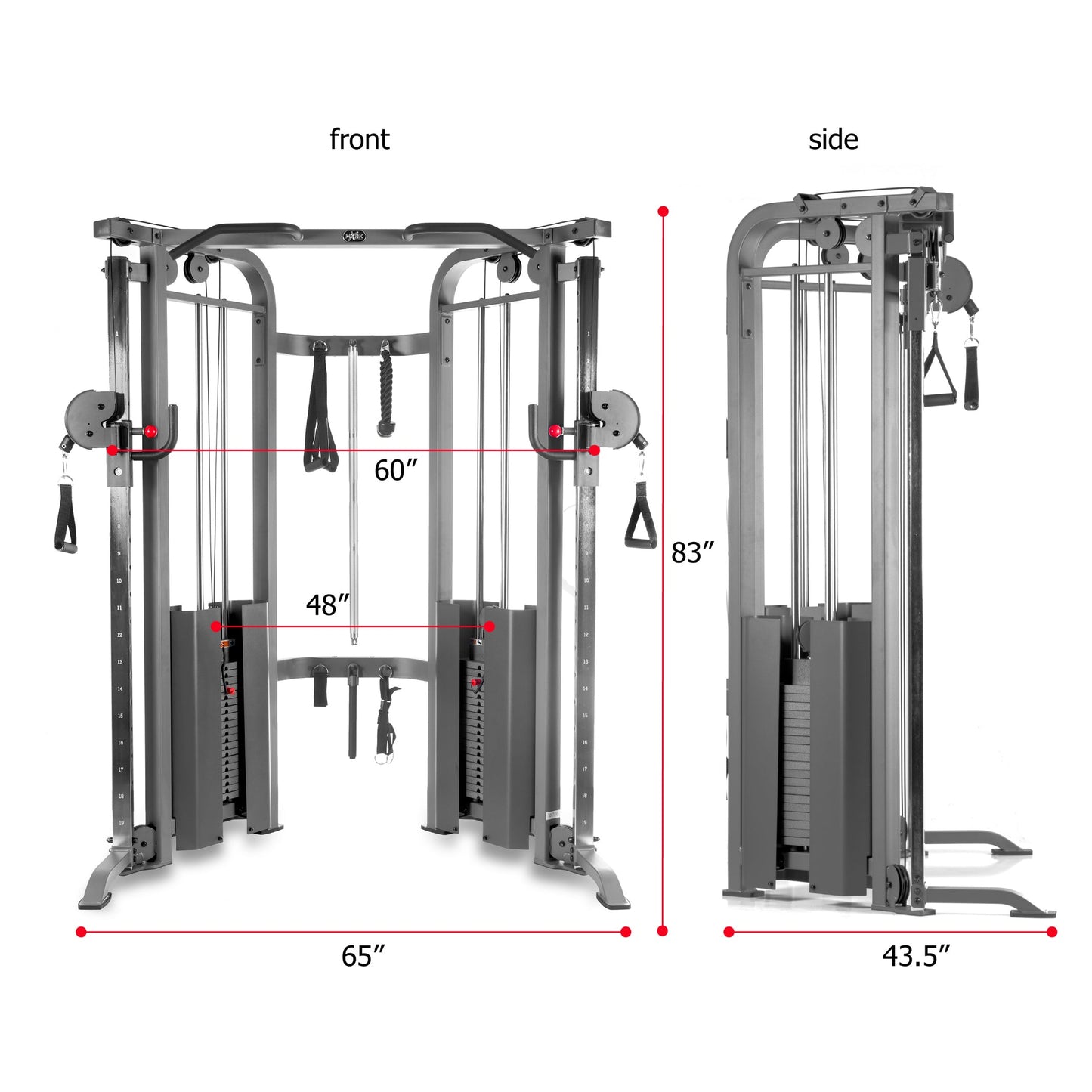 Functional Trainer Cable Machine with Dual 200 lb Weight Stacks